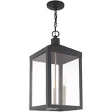 Livex Lighting 20587-76 Nyack - 24" Three Light Outdoor Hanging Lantern, Scandinavian Gray Finish with Clear Glass