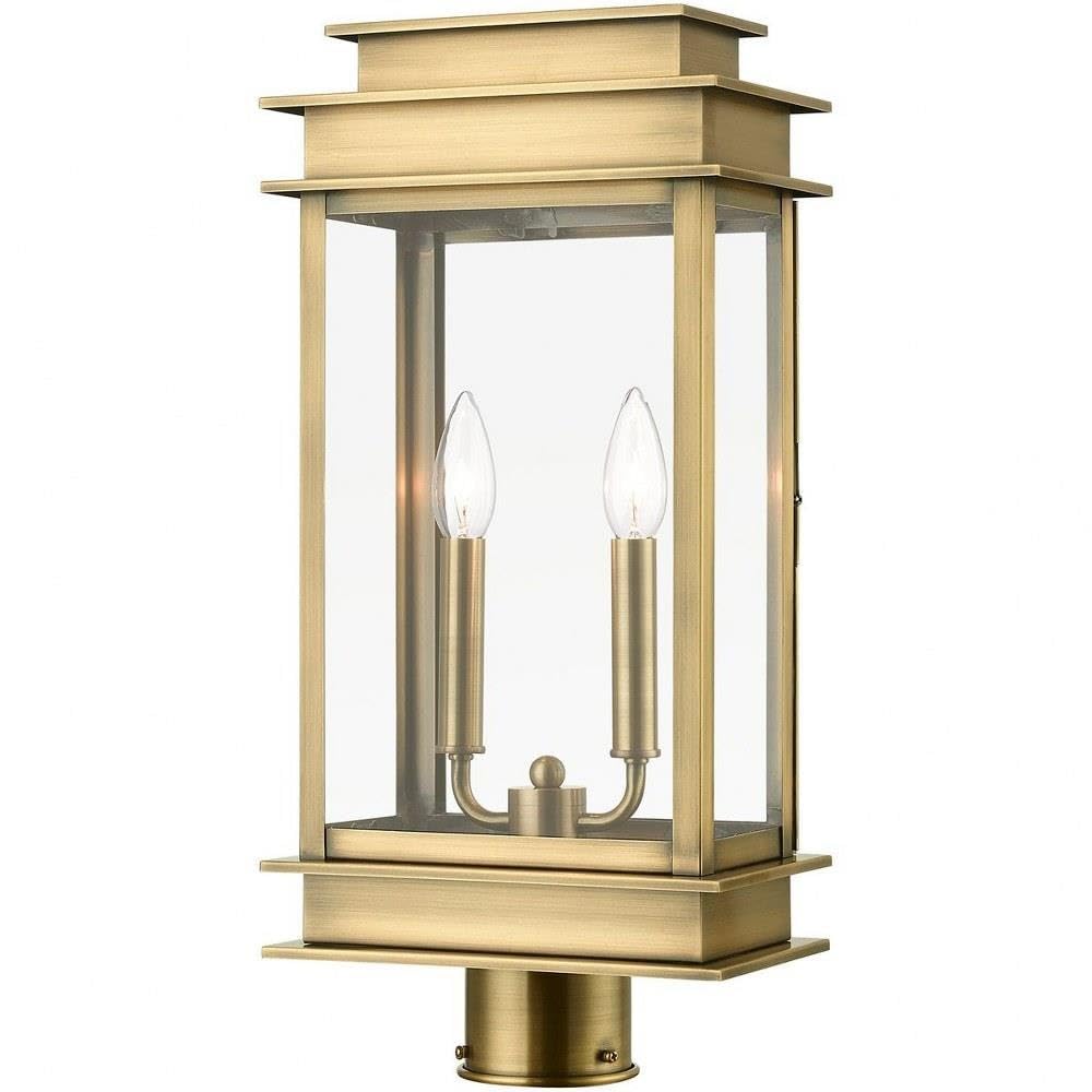 Princeton 2 Light Outdoor Post Top in Antique Brass (2017-01)