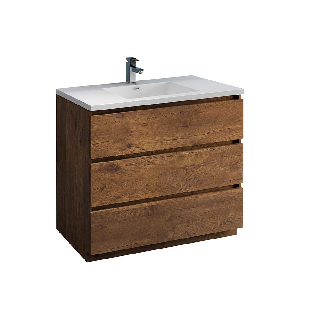 Fresca FCB9342RW-I Fresca Lazzaro 42" Rosewood Free Standing Modern Bathroom Cabinet w/ Integrated Sink