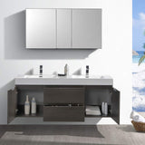 Fresca FVN8360WH-D Fresca Valencia 60" Glossy White Wall Hung Double Sink Modern Bathroom Vanity w/ Medicine Cabinet