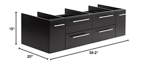 Fresca FCB6160ES-VSL-D Fresca Lucera 60" Espresso Wall Hung Double Vessel Sink Modern Bathroom Cabinet
