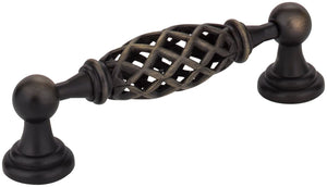 Jeffrey Alexander 749-96B-ABSB 96 mm Center-to-Center Antique Brushed Satin Brass Birdcage Tuscany Cabinet Pull