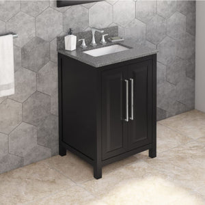 Jeffrey Alexander VKITCAD24BKBOR 24" Black Cade Vanity, Boulder Cultured Marble Vanity Top, undermount rectangle bowl