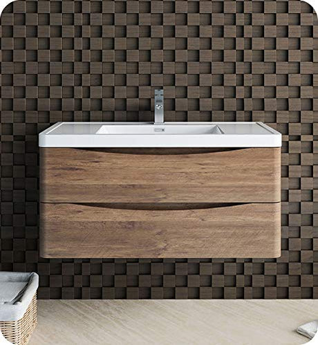 Fresca FCB9040RW-I Fresca Tuscany 40" Rosewood Wall Hung Modern Bathroom Cabinet w/ Integrated Sink