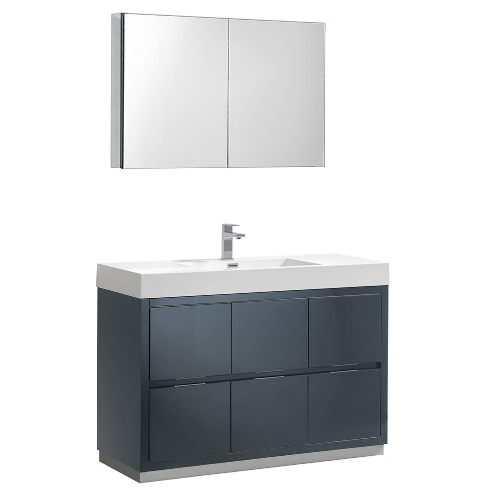 Fresca FVN8448GG Fresca Valencia 48" Dark Slate Gray Free Standing Modern Bathroom Vanity w/ Medicine Cabinet