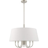 Livex Lighting 41315-91 Belclaire - Six Light Chandelier, Brushed Nickel Finish with Off-White Fabric Shade