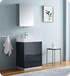 Fresca FVN8424GG Fresca Valencia 24" Dark Slate Gray Free Standing Modern Bathroom Vanity w/ Medicine Cabinet