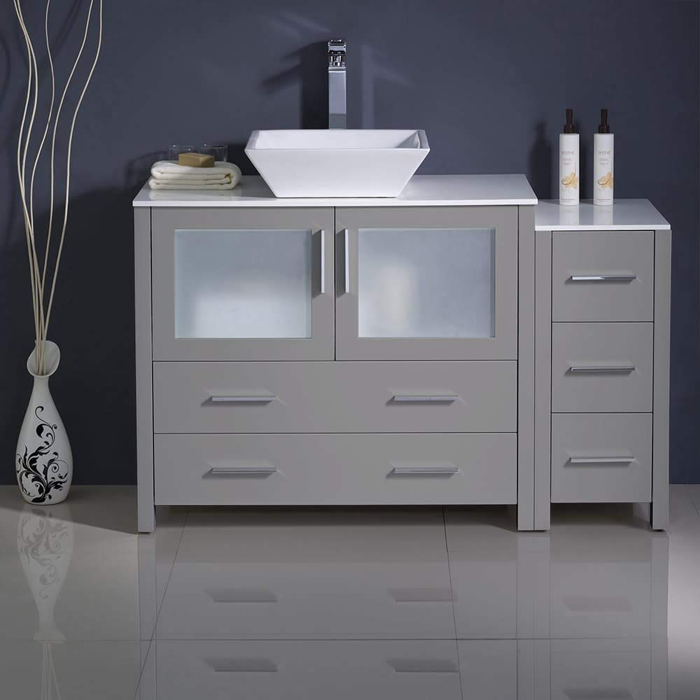 Fresca FCB62-3612ES-CWH-V Fresca Torino 48" Espresso Modern Bathroom Cabinets w/ Top & Vessel Sink