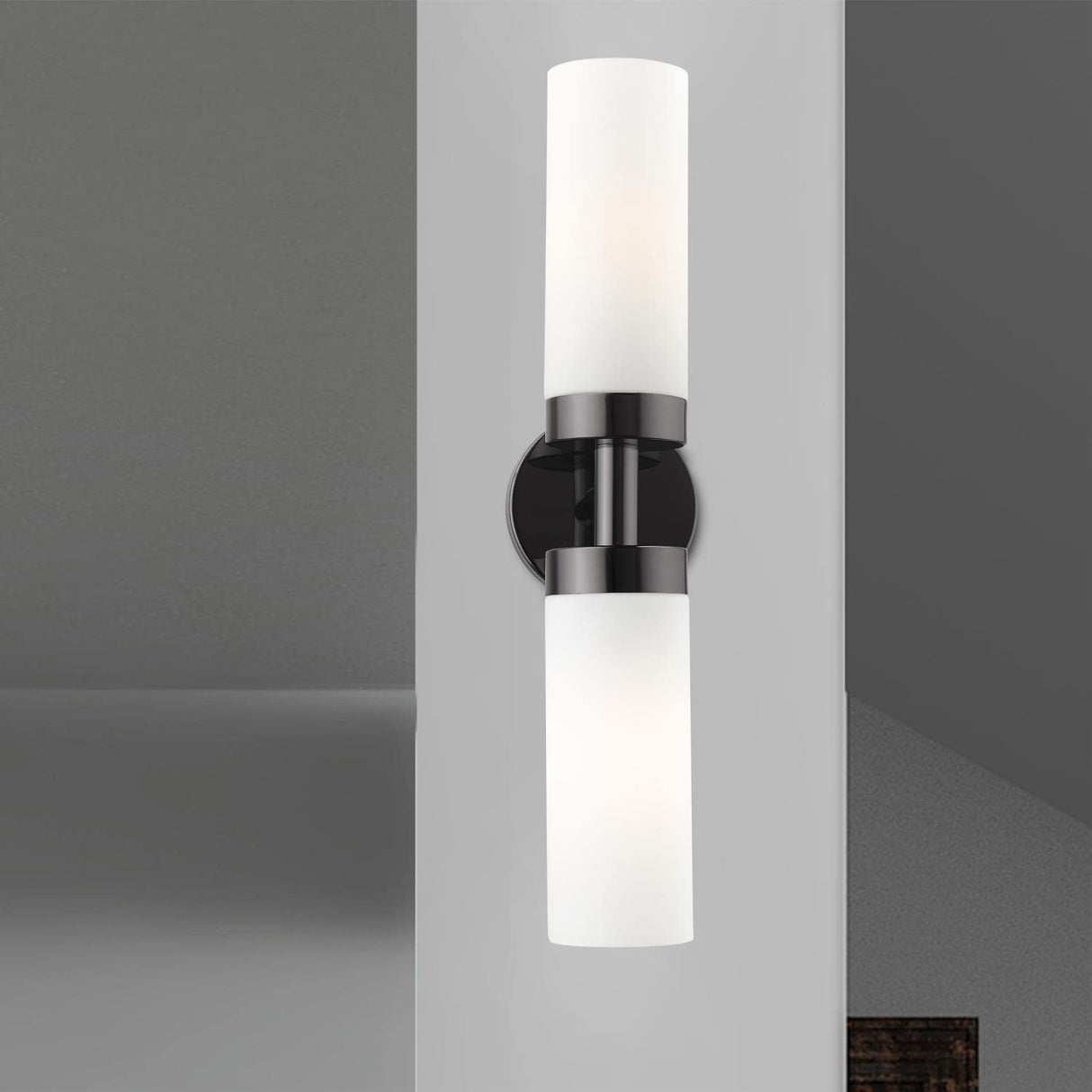 Livex Lighting 15072-46 Aero 2 Light 19 inch Black Chrome ADA Vanity Sconce Wall Light