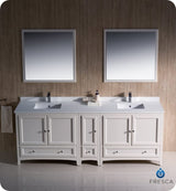 Fresca FVN20-361236AW Fresca Oxford 84" Antique White Traditional Double Sink Bathroom Vanity