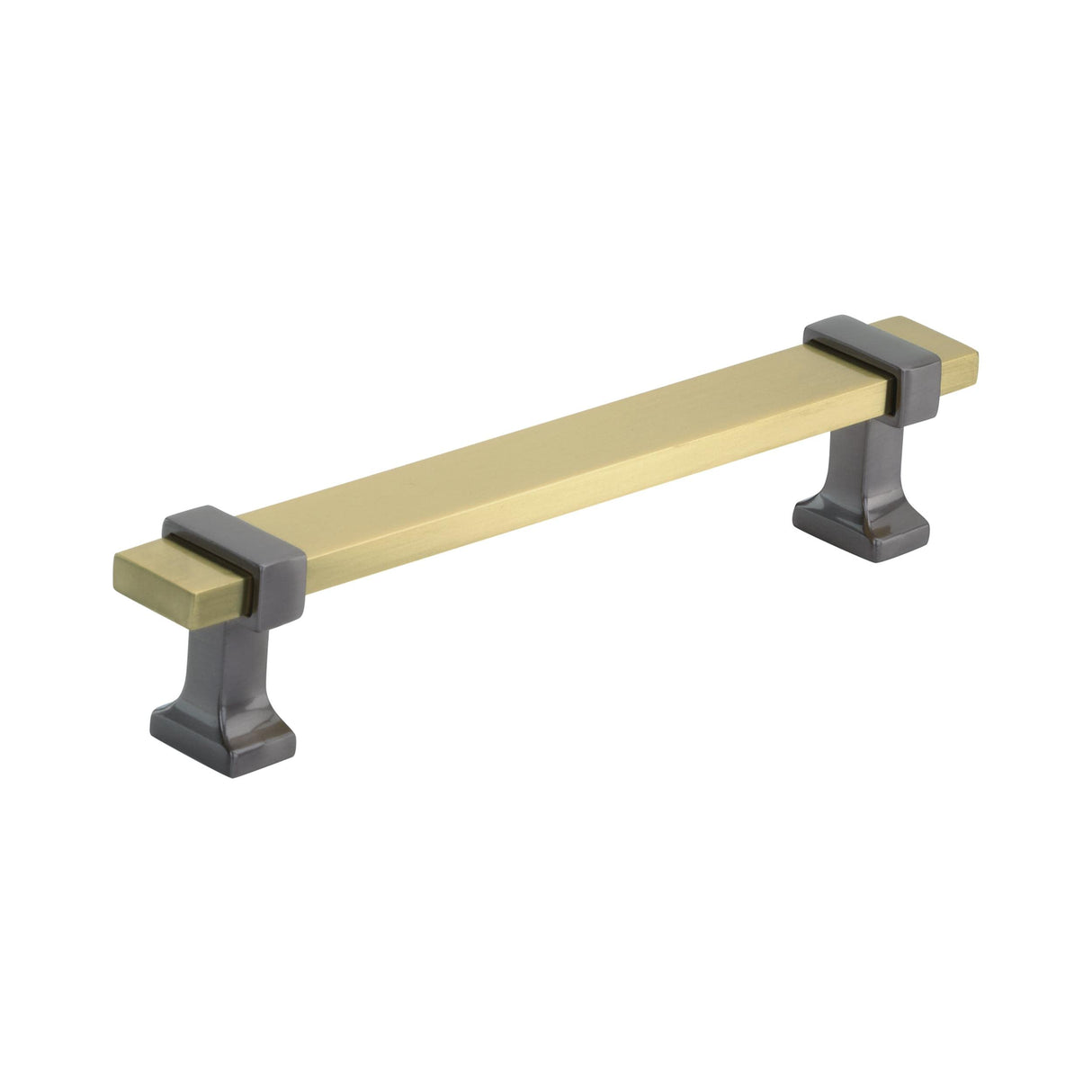 Amerock Cabinet Pull Brushed Gold/Black Chrome 5-1/16 inch (128 mm) Center to Center Overton 1 Pack Drawer Pull Drawer Handle Cabinet Hardware