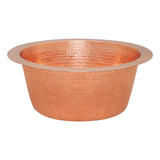 Premier Copper Products BR12PC2 12-Inch Round Hammered Copper Bar Sink with 2-Inch Drain Opening in Polished Copper
