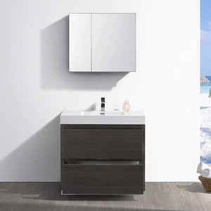 Fresca FVN8436GG Fresca Valencia 36" Dark Slate Gray Free Standing Modern Bathroom Vanity w/ Medicine Cabinet