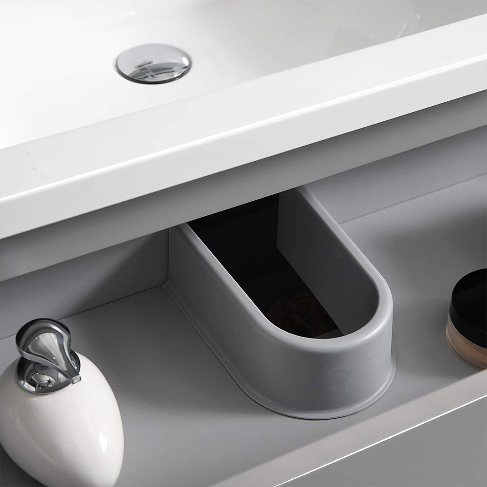 Fresca FCB9330HA-I Fresca Lazzaro 30" Glossy Ash Gray Free Standing Modern Bathroom Cabinet w/ Integrated Sink