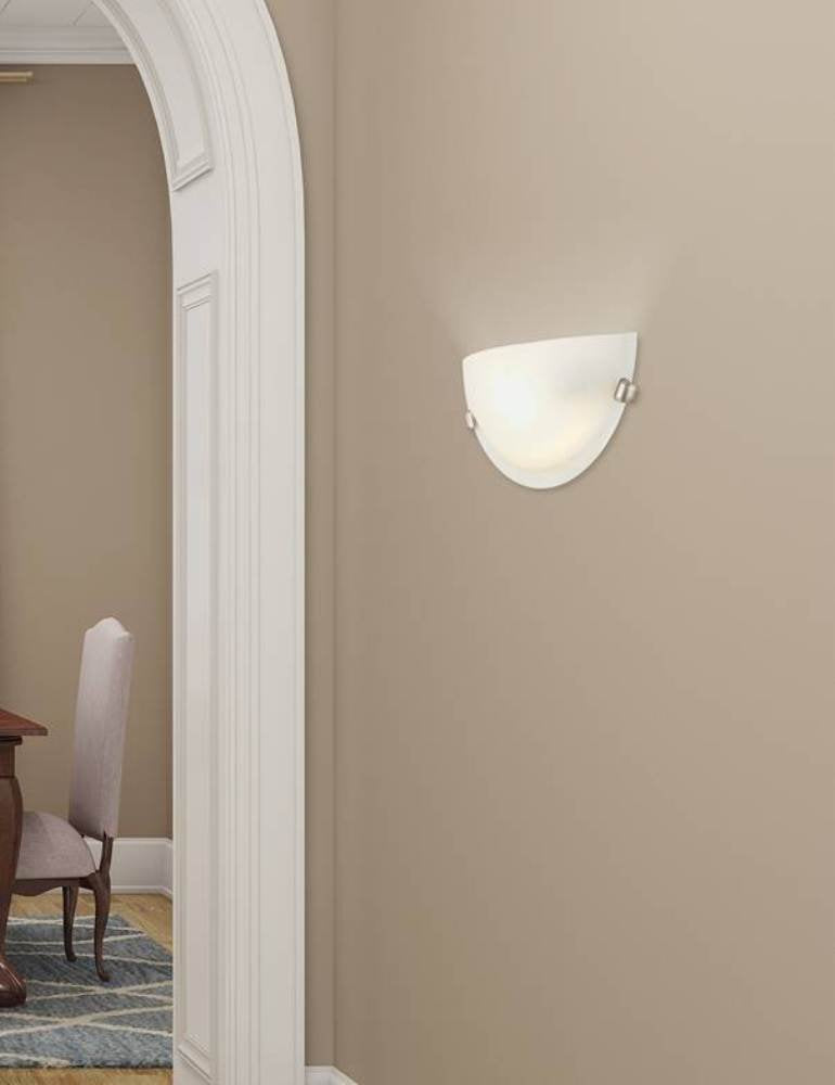 Livex Lighting 4271-91 Home Basics 1 Light Brushed Nickel Wall Sconce with White Alabaster Glass