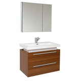 Fresca FVN8080TK Fresca Medio 32" Teak Modern Bathroom Vanity w/ Medicine Cabinet