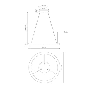 Kuzco PD80332-WH CUMULUS MINOR 32" PD White 120V TRIAC/ELV LED 3000K 90CRI 65W