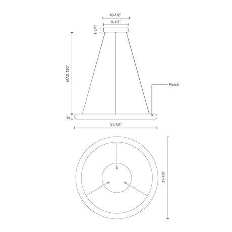 Kuzco PD80332-WH CUMULUS MINOR 32" PD White 120V TRIAC/ELV LED 3000K 90CRI 65W