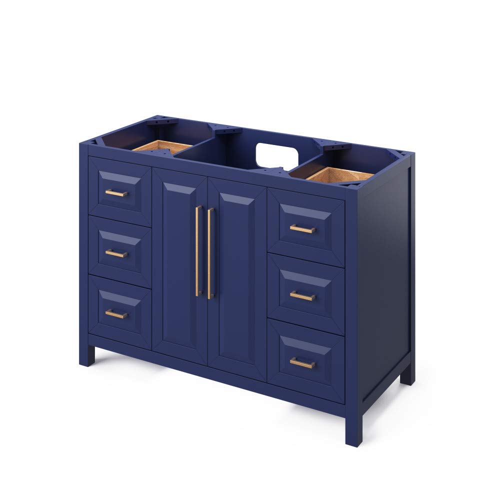 Jeffrey Alexander VKITCAD48BLCQR 48" Hale Blue Cade Vanity, Calacatta Vienna Quartz Vanity Top, undermount rectangle bowl