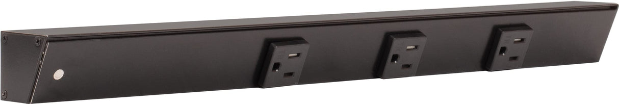 Task Lighting APT18-3B-P-BK-L 18" APT Series Slim Angle Power Strip, Left Entry, Black Finish, Black Receptacles