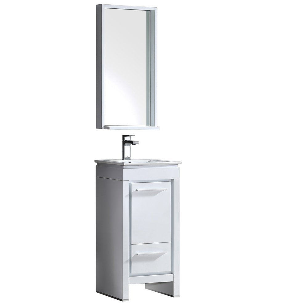 Fresca FVN8118WH Fresca Allier 16" White Modern Bathroom Vanity w/ Mirror