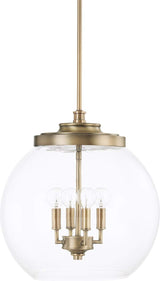 Capital Lighting 321142AD Mid Century 4 Light Pendant Aged Brass