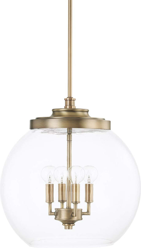 Capital Lighting 321142AD Mid Century 4 Light Pendant Aged Brass