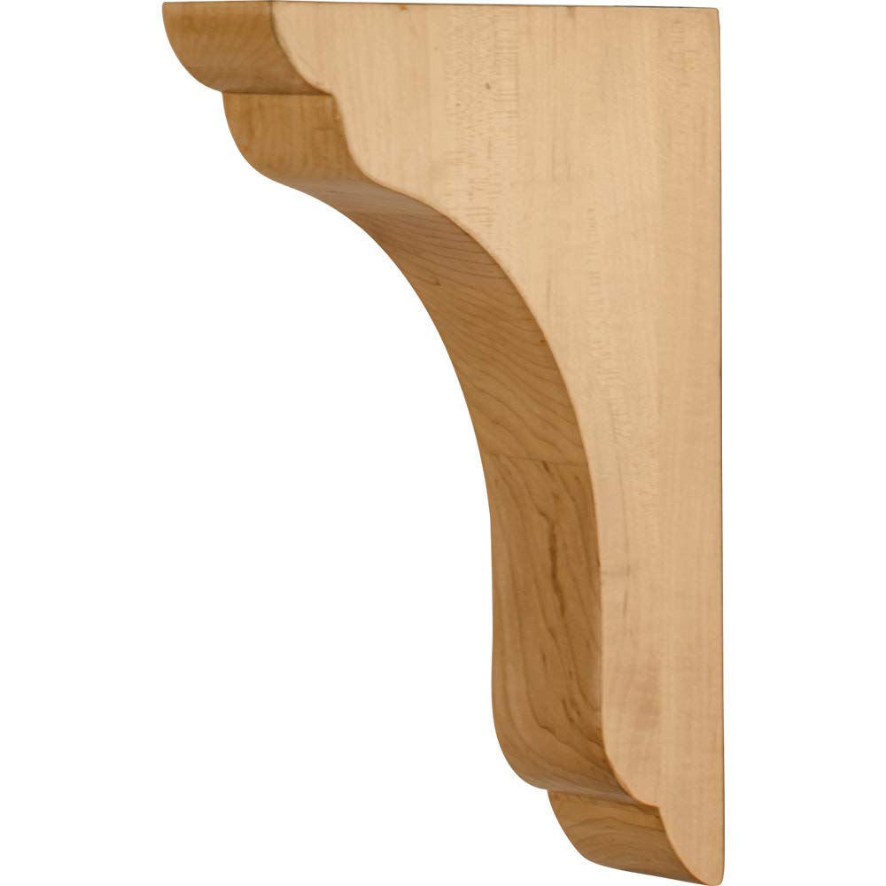Hardware Resources COR46-2-HMP 1-3/4" W x 7" D x 10" H Hard Maple Scalloped End Corbel