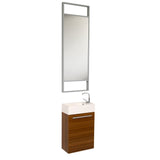 Fresca FVN8002TK Fresca Pulito 16" Small Teak Modern Bathroom Vanity w/ Tall Mirror