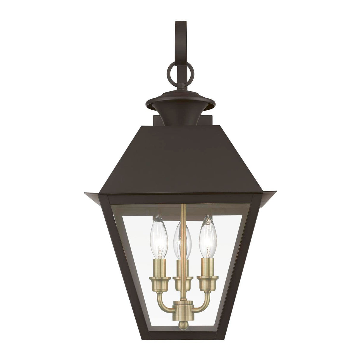 Livex Lighting 27218-07 Wentworth Outdoor Wall Light Bronze with Antique Brass Finish Cluster