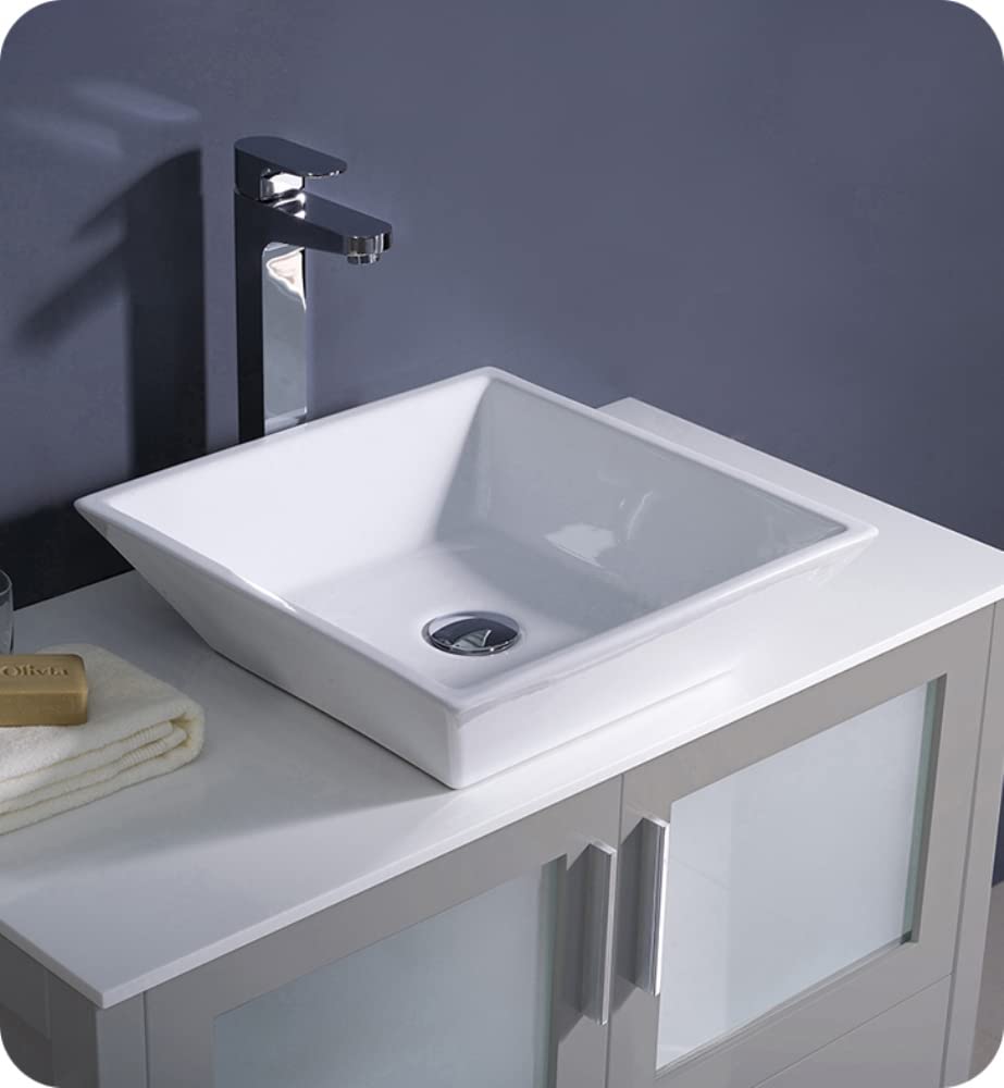 Fresca FCB6236GR-CWH-V Fresca Torino 36" Gray Modern Bathroom Cabinet w/ Vessel Sink