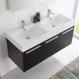 Fresca FVN8092WH-D Fresca Vista 48" White Wall Hung Double Sink Modern Bathroom Vanity w/ Medicine Cabinet