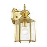 Livex Lighting 2007-01 Outdoor Wall Lantern with Clear Beveled Glass Shades, Antique Brass