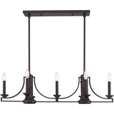 Livex Lighting 40057-07 Transitional Nine Light Linear Chandelier from Trumbull Collection in Bronze/Dark Finish, 36.00 inches, 48.50x36.00x18.25