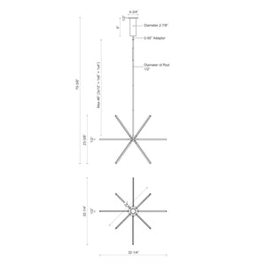 Kuzco CH14232-BN SIRIUS MINOR 32" CH Brushed Nickel 120V TRIAC/ELV LED 3000K 90CRI 65W