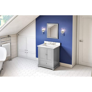 Jeffrey Alexander VKITADD30GRCQR 30" Grey Addington Vanity, Calacatta Vienna Quartz Vanity Top, undermount rectangle bowl