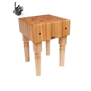 John Boos AB01-C Maple AB Butcher Block Table with Casters, 18 x 10 inch - 1 Each. BLOCK 18X18X10 W/CASTERS-