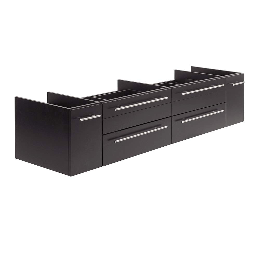 Fresca FCB6172ES-VSL Fresca Lucera 72" Espresso Wall Hung Double Vessel Sink Modern Bathroom Cabinet
