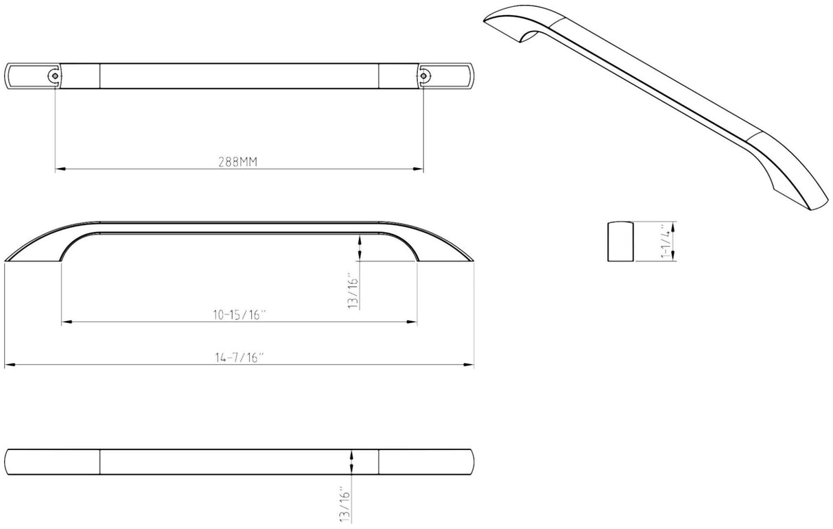 Jeffrey Alexander 4288BNBDL 288 mm Center-to-Center Brushed Pewter Square Sonoma Cabinet Pull