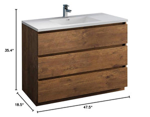 Fresca FCB9348RW-I Fresca Lazzaro 48" Rosewood Free Standing Modern Bathroom Cabinet w/ Integrated Sink