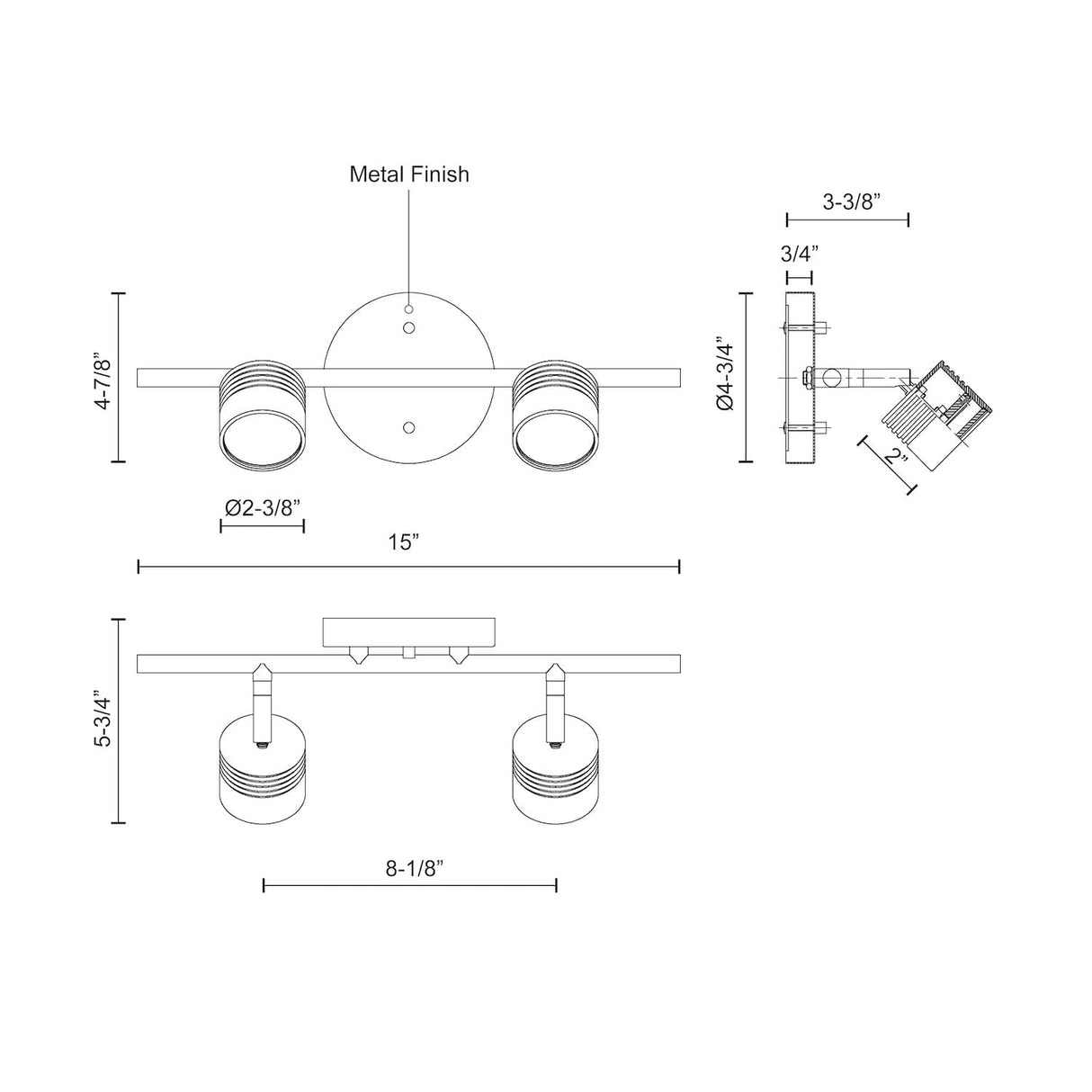 Kuzco TR10015-BN LED 2H TRACK 800LM 10W 3000K BN