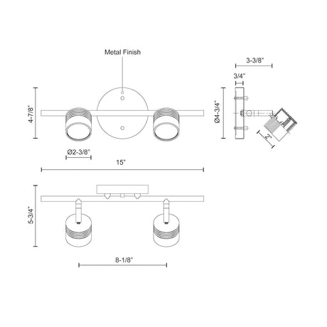 Kuzco TR10015-BN LED 2H TRACK 800LM 10W 3000K BN