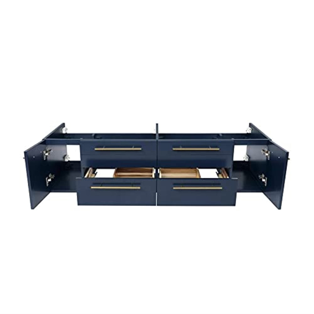 Fresca FVN6160RBL-UNS-D Fresca Lucera 60" Royal Blue Wall Hung Double Undermount Sink Modern Bathroom Vanity w/ Medicine Cabinets