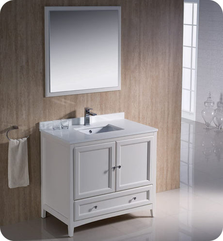 Fresca FVN2036AW Fresca Oxford 36" Antique White Traditional Bathroom Vanity