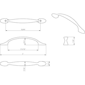 Elements 80814-MB 96 mm Center-to-Center Matte Black Arched Somerset Cabinet Pull