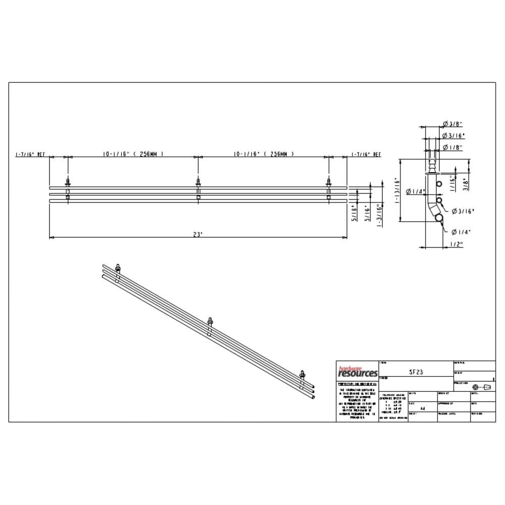 Hardware Resources SF23-SN 23" Wide Satin Nickel Wire Shoe Fence for Shelving