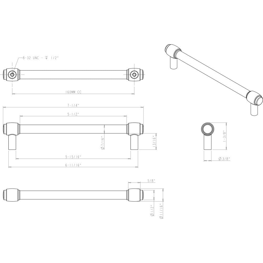 Jeffrey Alexander 775-160SN 160 mm Center-to-Center Satin Nickel Carmen Cabinet Bar Pull