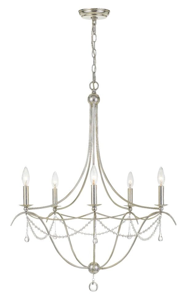 Metro 5 Light Crystal Beads Antique Silver Chandelier 425-SA