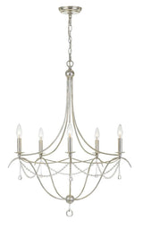 Metro 5 Light Crystal Beads Antique Silver Chandelier 425-SA