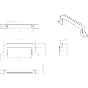 Jeffrey Alexander 839-3MB 3" Center-to-Center Matte Black Callie Cabinet Pull